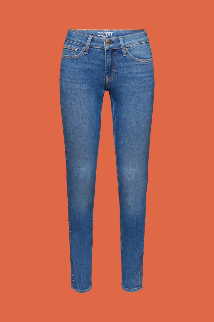 Zdobené Skinny džíny se středně vysokým pasem, BLUE MEDIUM WASHED, detail image number 7