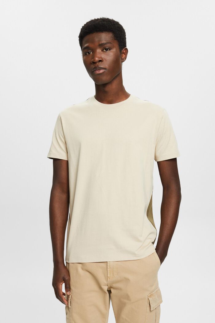 Dvoubarevné bavlněné tričko, LIGHT TAUPE, detail image number 0