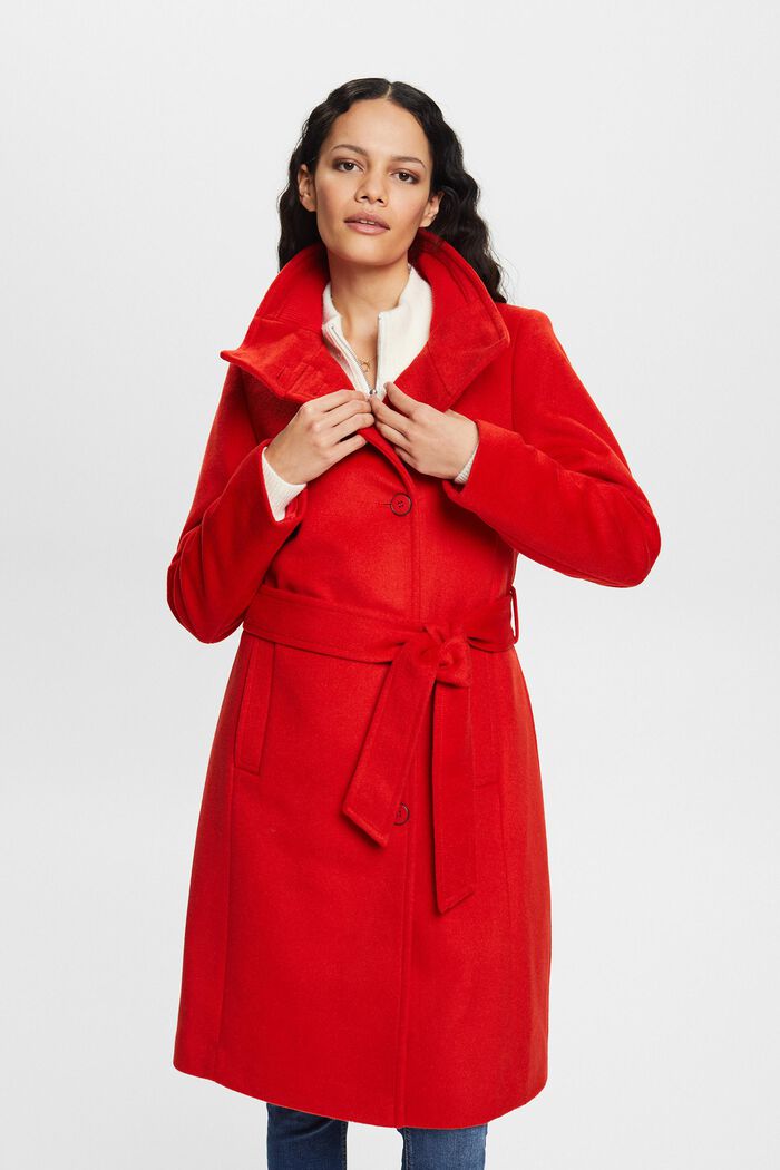 Z recyklovaného materiálu: kabát s vlnou a kašmírem, RED, detail image number 0