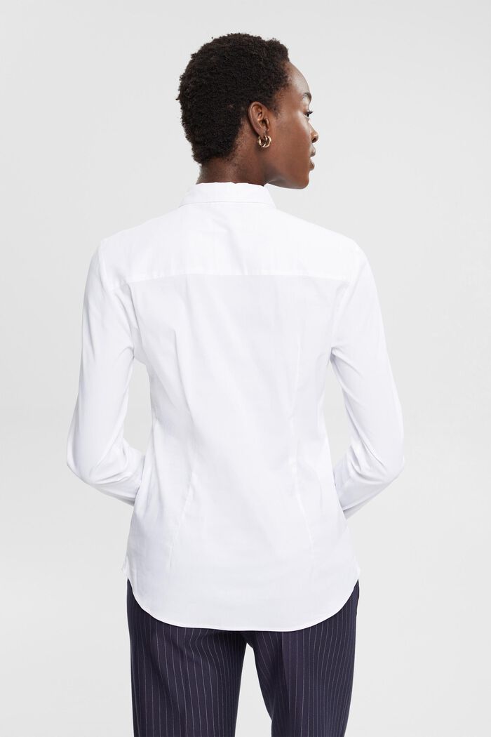 Košilová halenka ze směsi s bavlnou, WHITE, detail image number 4