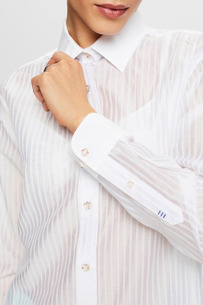 Průhledná pruhovaná propínací košile, WHITE, detail image number 3