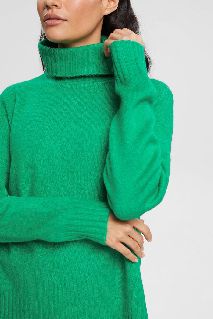 Pletený pulovr s rolákem, LIGHT GREEN, detail image number 0