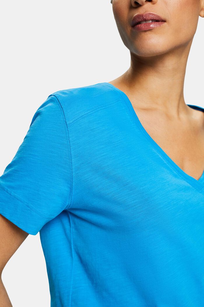 Tričko z žerzeje, se špičatým výstřihem, BLUE, detail image number 3