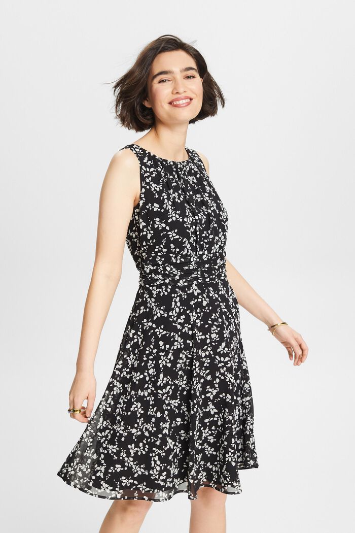 Šifonové šaty s potiskem, BLACK, detail image number 0