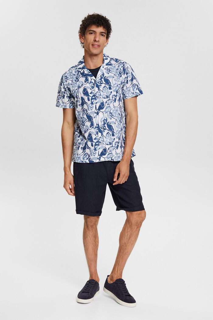 Košile s krátkými rukávy a s tropickým potiskem, 100% bavlna, BLUE, detail image number 0