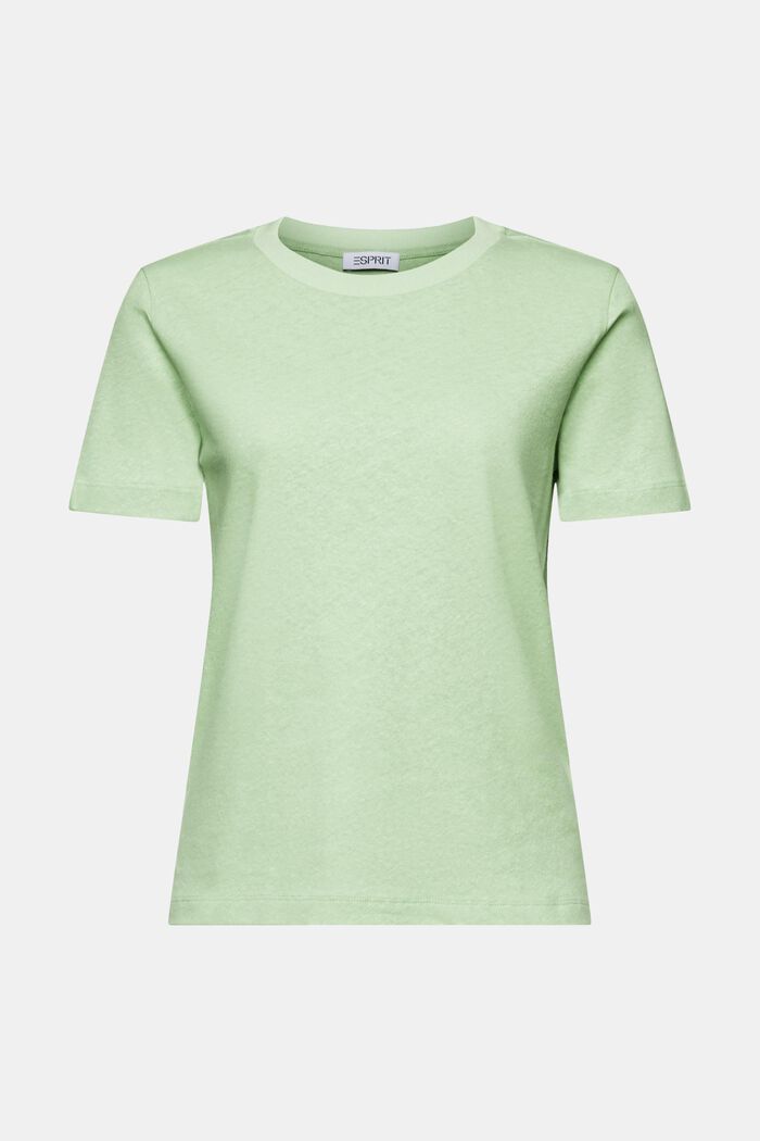 Tričko ze směsi bavlny a lnu, LIGHT GREEN, detail image number 7