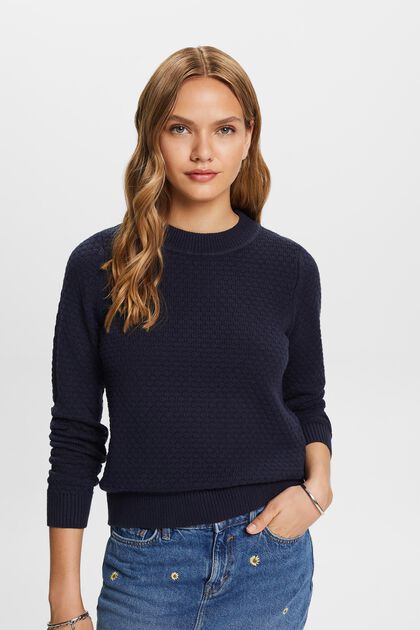 Texturovaný pletený pulovr, směs s bavlnou