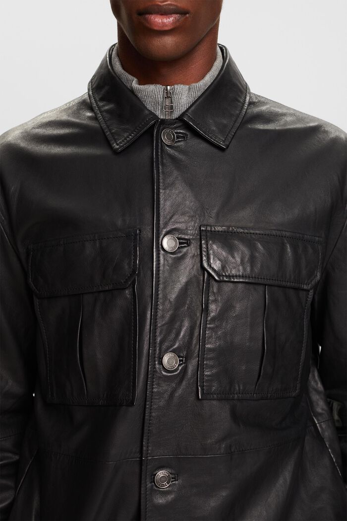 Kožená košilová bunda, BLACK, detail image number 2