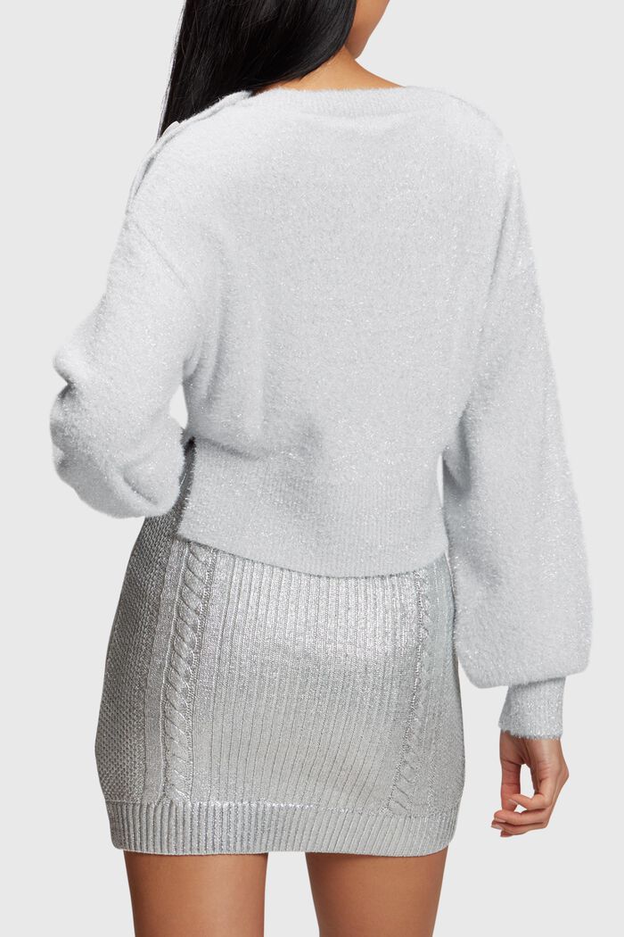 Chlupatý metalický pulovr, SILVER, detail image number 1
