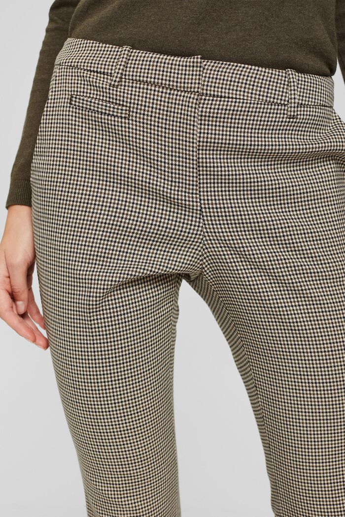 Zkrácené kalhoty se vzorem kohoutí stopy, s rozšířenými nohavicemi, DARK KHAKI, detail image number 2