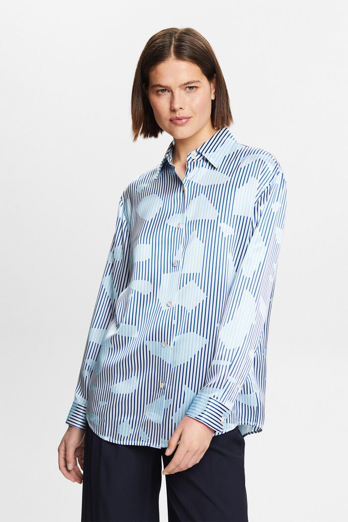 Hedvábná propínací košile na knoflíky, BRIGHT BLUE, detail image number 4