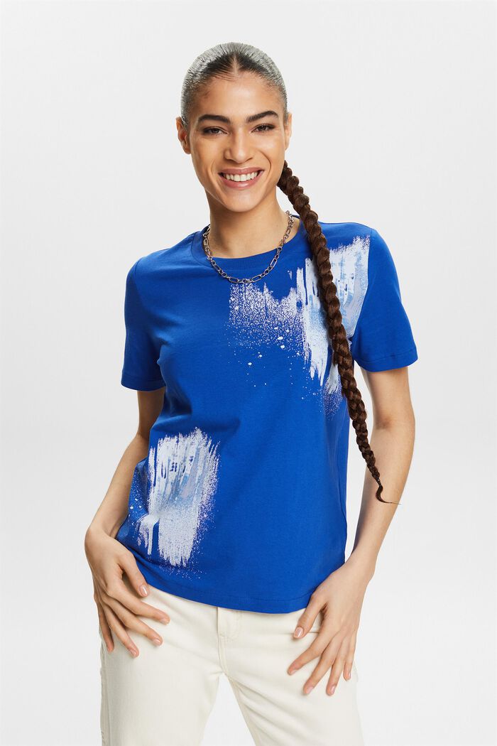 Bavlněné tričko s grafickým potiskem, BRIGHT BLUE, detail image number 0