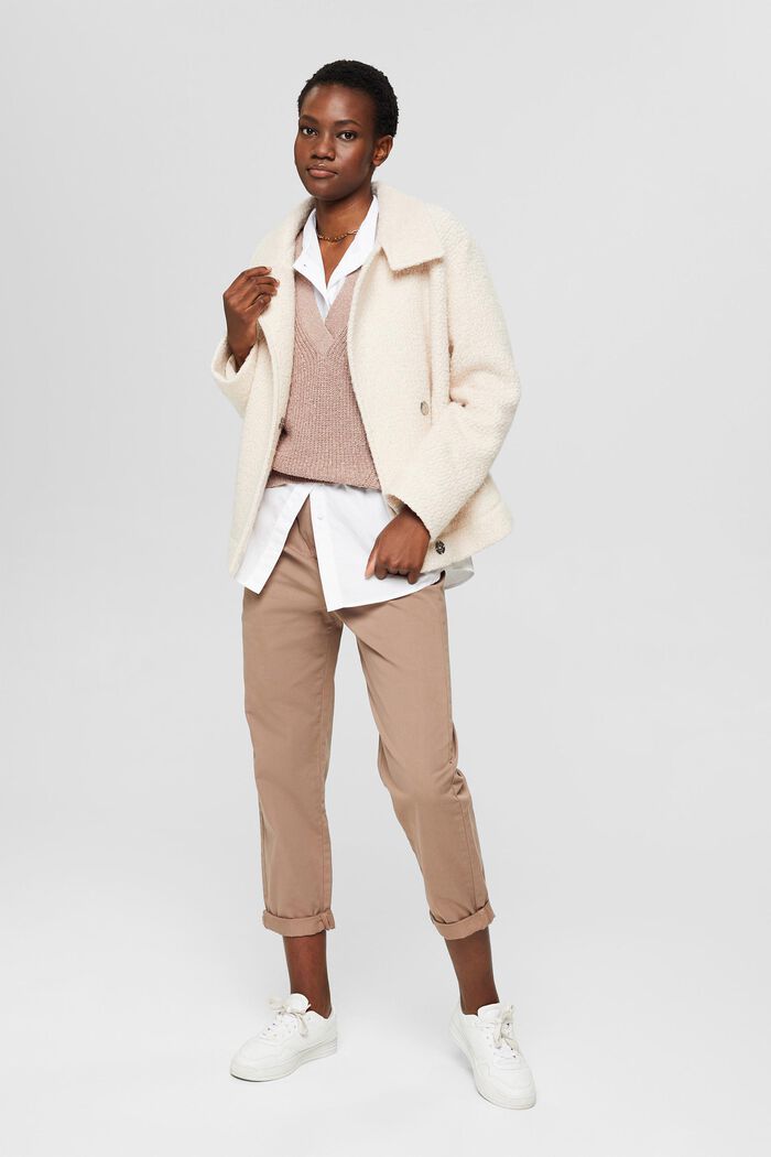 Kalhoty chino s vysokým pasem, 100% bavlna Pima, TAUPE, overview