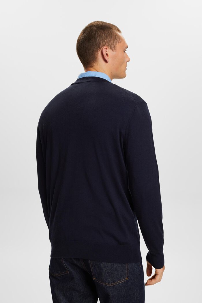 Vlněný pulovr s kulatým výstřihem, NAVY, detail image number 4