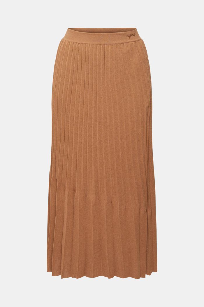 Plisovaná midi sukně, BROWN, overview
