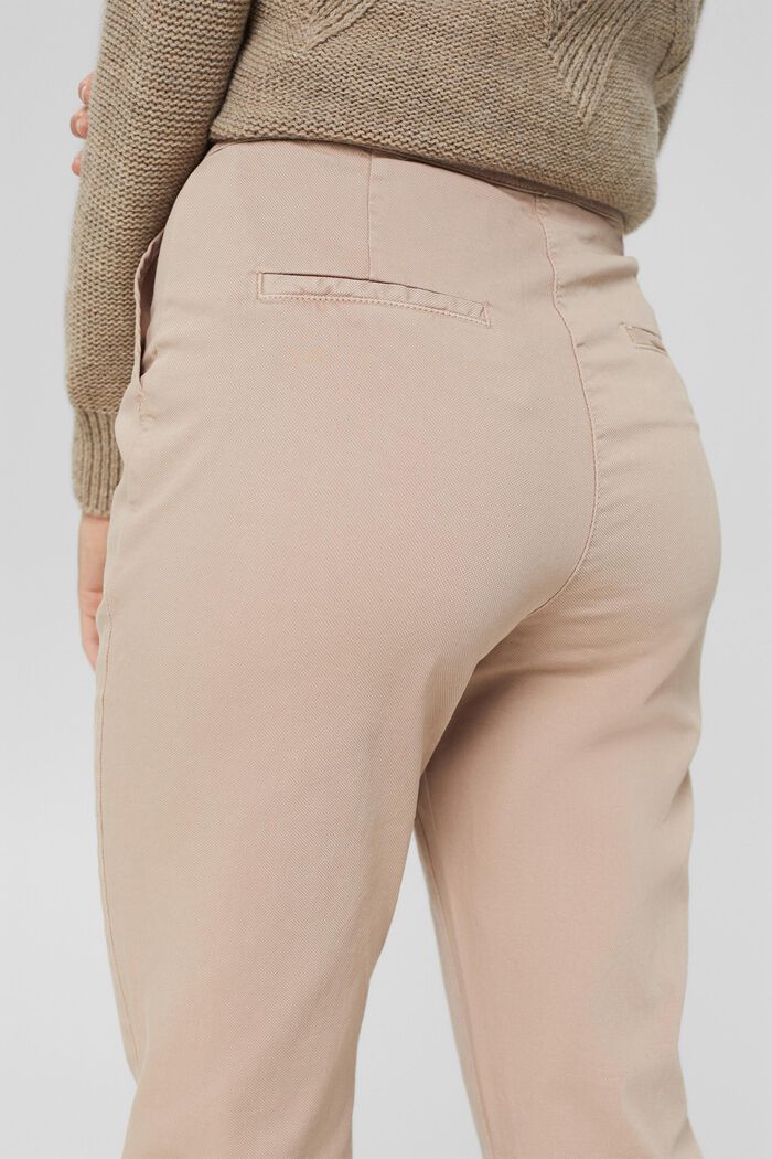 Kalhoty s vysokým pasem z bio bavlny, LIGHT TAUPE, detail image number 5