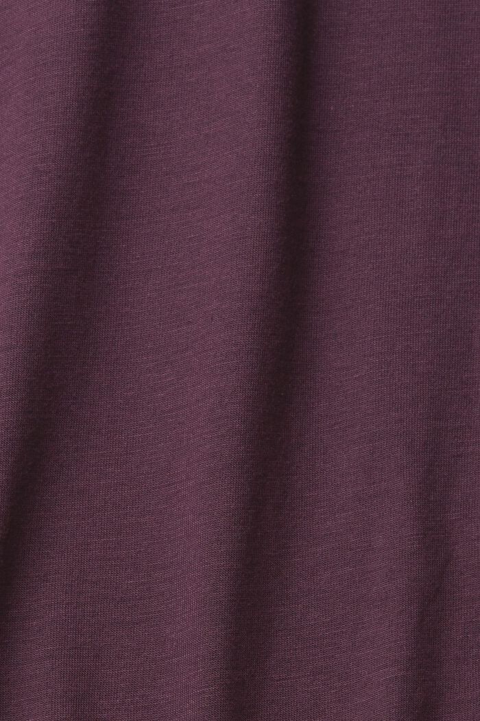 Tričko, dlouhý rukáv a kapuce, LENZING™ ECOVERO™, AUBERGINE, detail image number 1