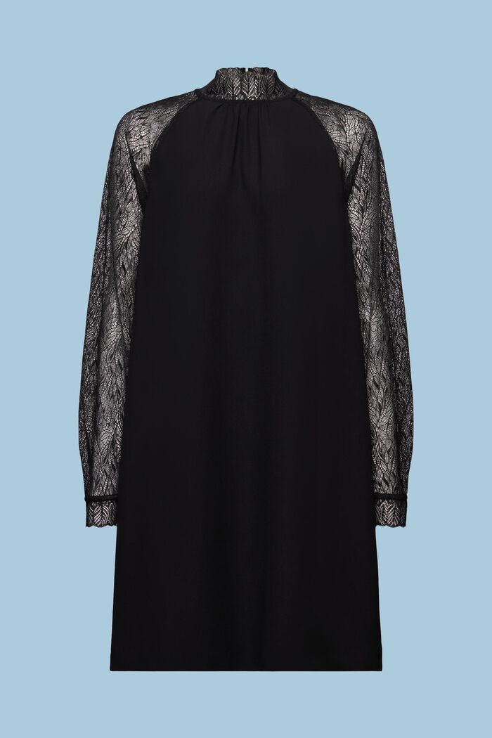 Mini šaty s krajkovými lemy, BLACK, detail image number 7