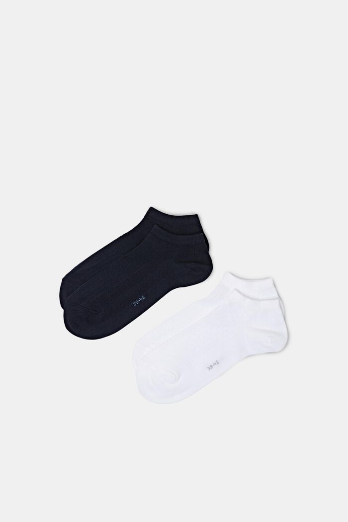 Nízké ponožky s vyšívanými dírkami, 2 páry, BLACK/WHITE, detail image number 0