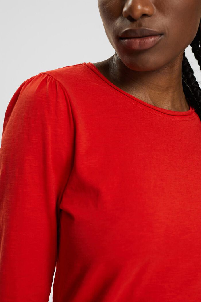 Tričko s dlouhým rukávem z bavlny, ORANGE RED, detail image number 0
