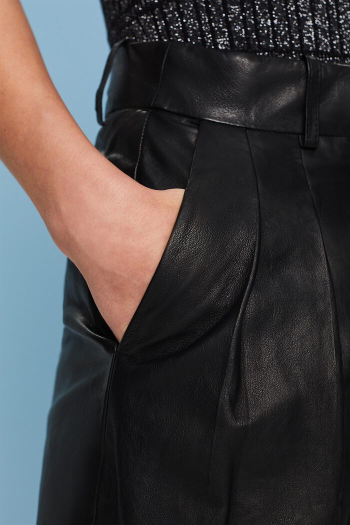 Kožené kalhoty se širokými nohavicemi, BLACK, detail image number 2