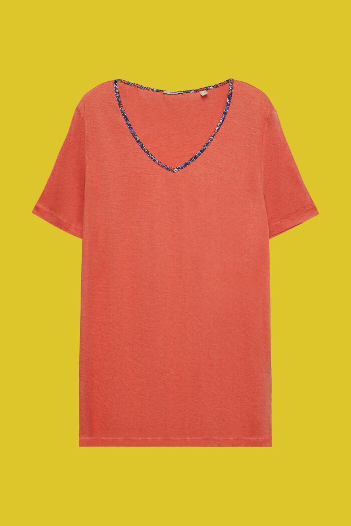 CURVY tričko s květovaným lemem, TENCEL™, ORANGE RED, detail image number 2