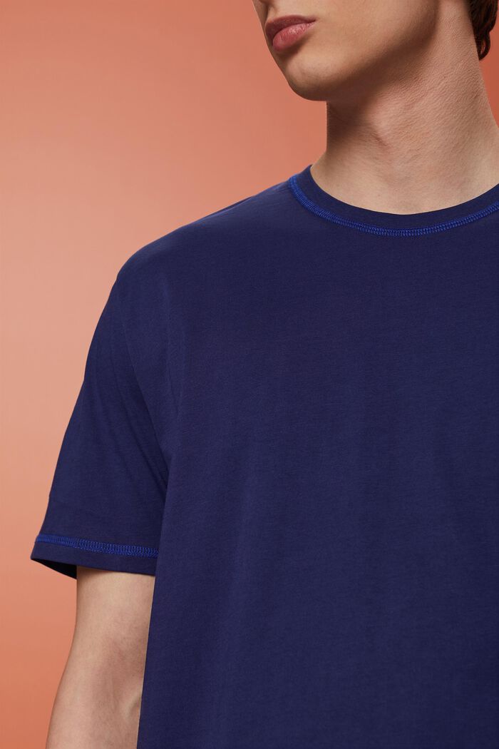 Žerzejové tričko s kontrastními švy, DARK BLUE, detail image number 2