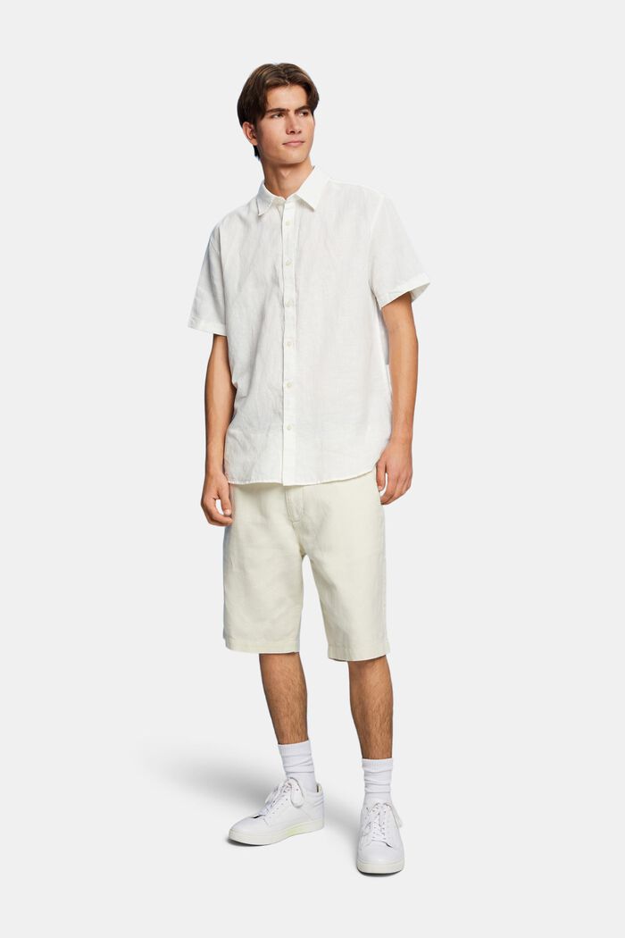 Košile, krátký rukáv, směs s bavlnou a lnem, OFF WHITE, detail image number 5