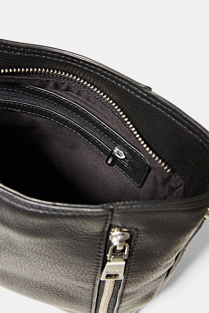 Kožená taška přes rameno, BLACK, detail image number 4