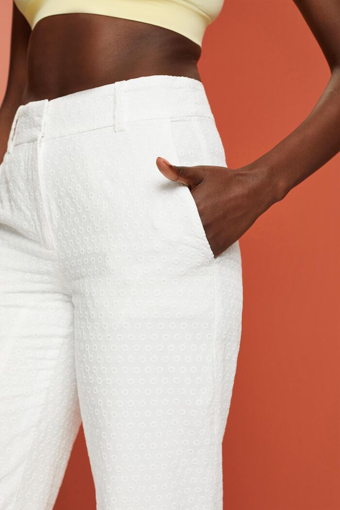 Kalhoty s výšivkami, 100% bavlna, WHITE, detail image number 2