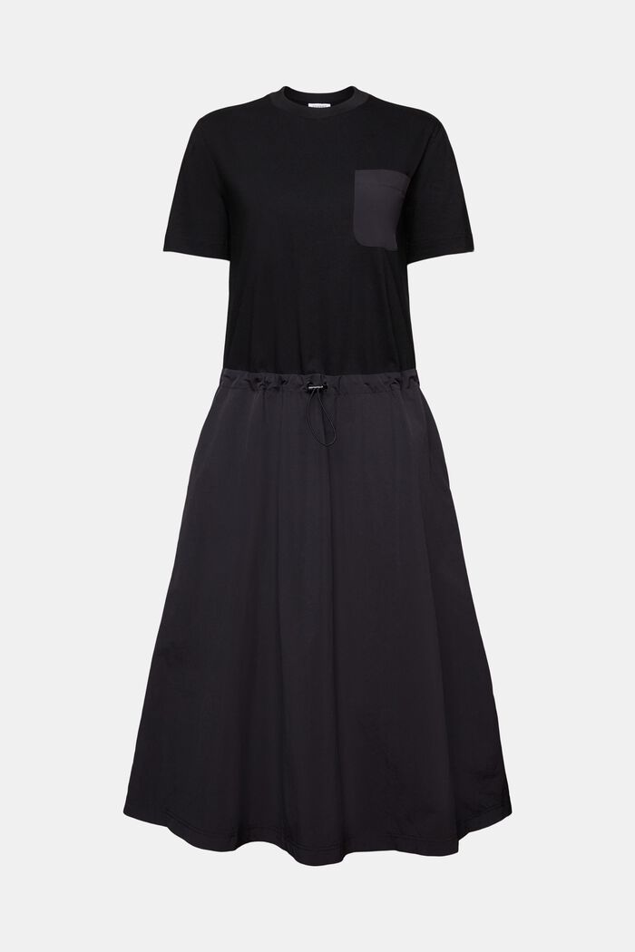 Midi šaty z kombinovaného materiálu, BLACK, detail image number 5
