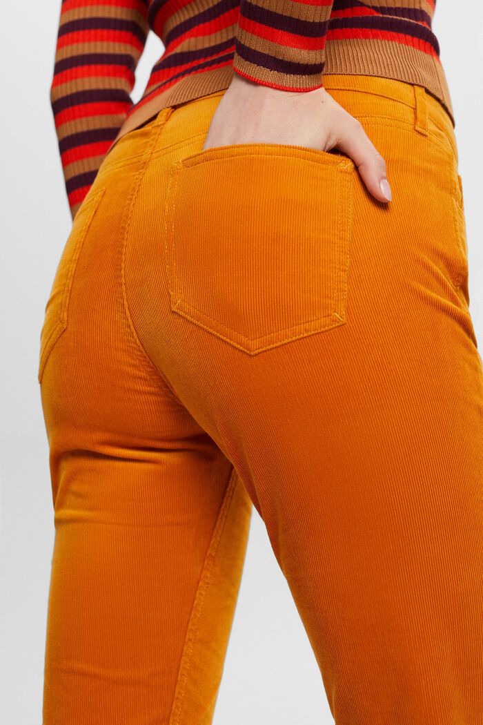 Úzké manšestrové kalhoty se středně vysokým pasem, HONEY YELLOW, detail image number 4