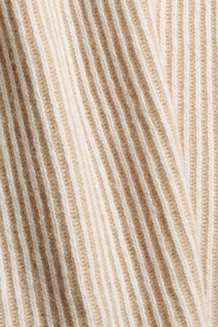 Ze směsi s vlnou: žebrový pulovr s dvoubarevným vzhledem, KHAKI BEIGE, detail image number 4