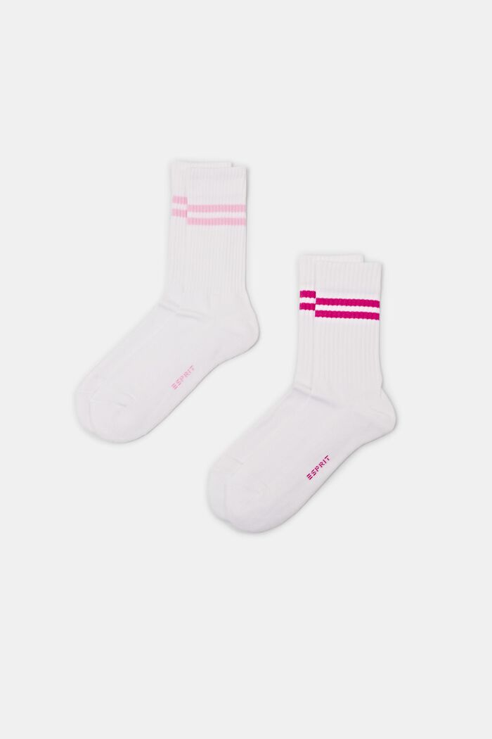 Pruhované tenisové ponožky, 2 páry v balení, WHITE, detail image number 0