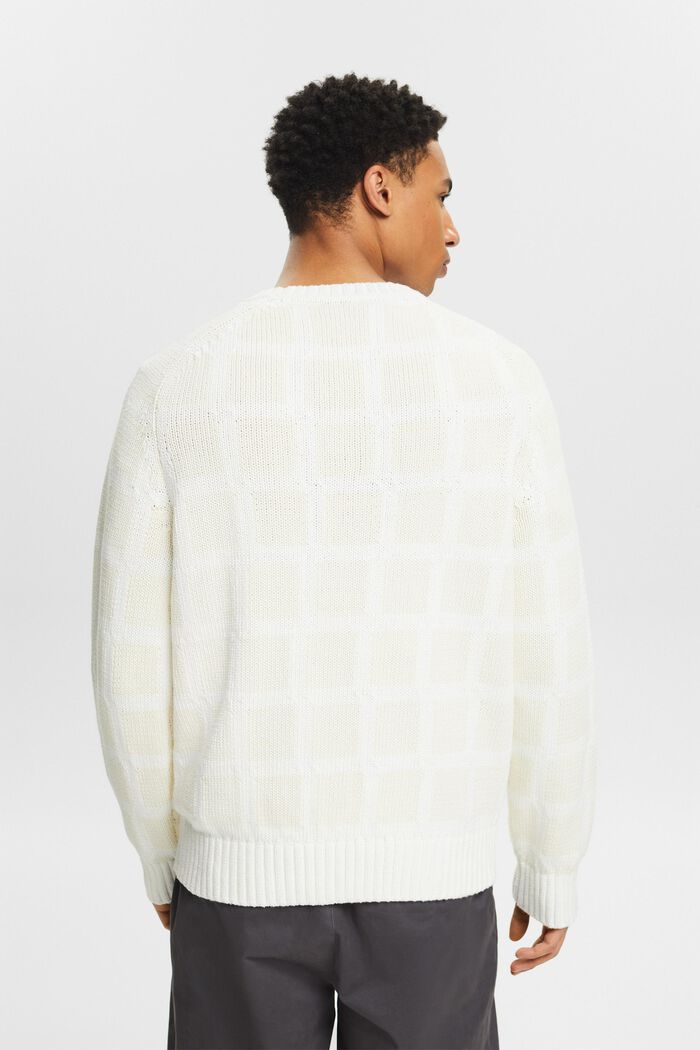 Mřížkovaný pulovr z hrubé pleteniny s logem, WHITE, detail image number 2