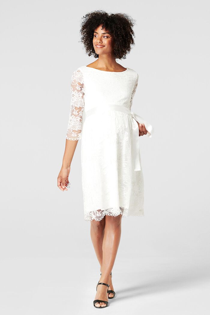 Květované krajkové šaty s vázačkou, BRIGHT WHITE, detail image number 0