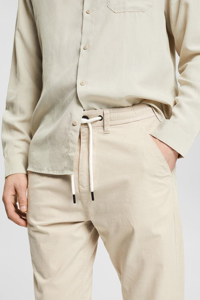 Kalhoty s pružným pasem se stahovací šňůrkou, BEIGE, detail image number 2