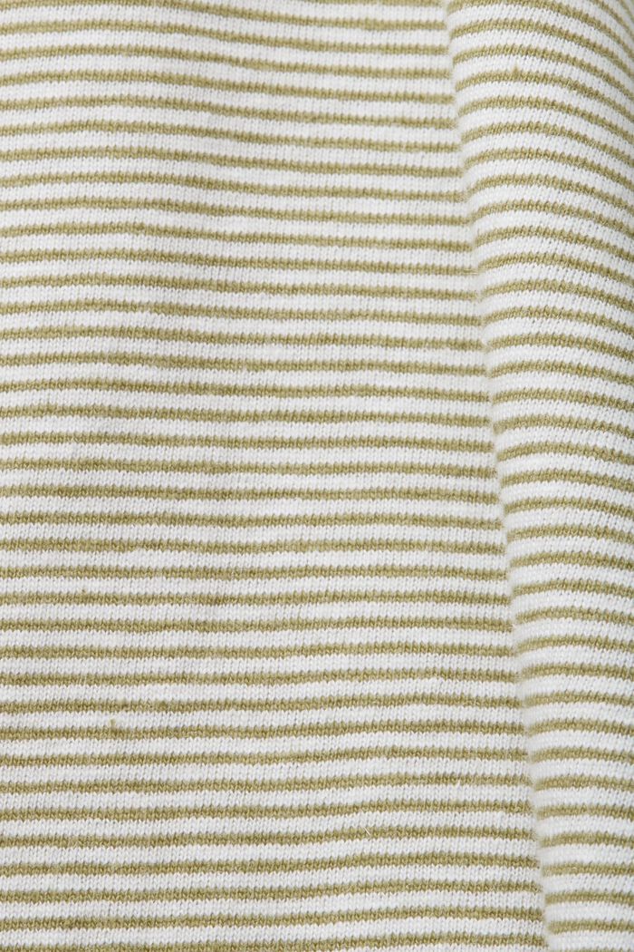 Pruhované žerzejové tričko, směs bavlny a lnu, LEAF GREEN, detail image number 5