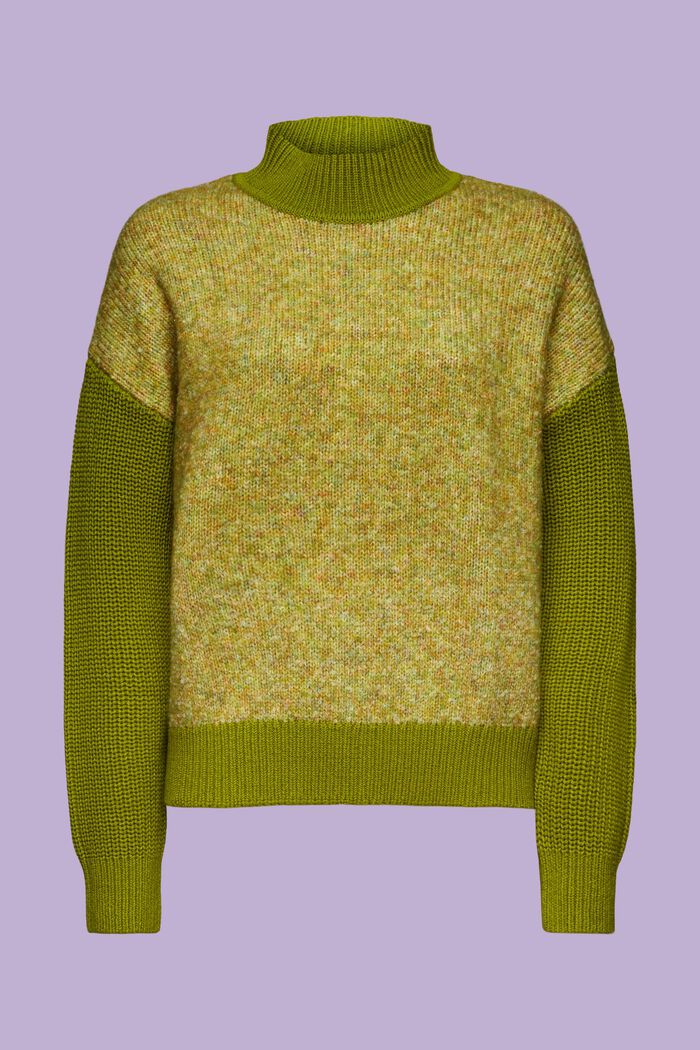 Melírovaný pulovr s krátkým rolákem, LEAF GREEN, detail image number 6