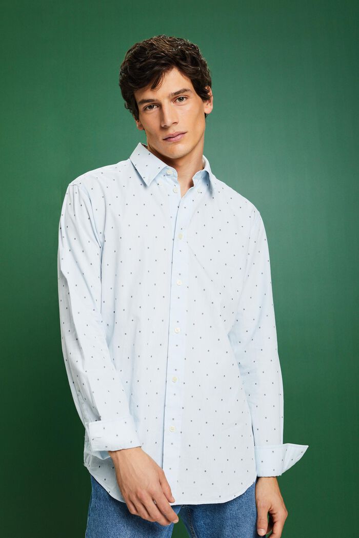 Bavlněná vyšívaná košile, střih Slim Fit, PASTEL BLUE, detail image number 0