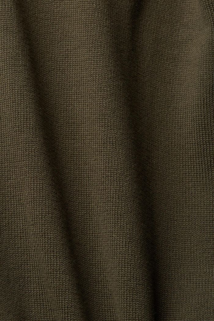 Pletený pulovr se špičatým výstřihem, DARK KHAKI, detail image number 6