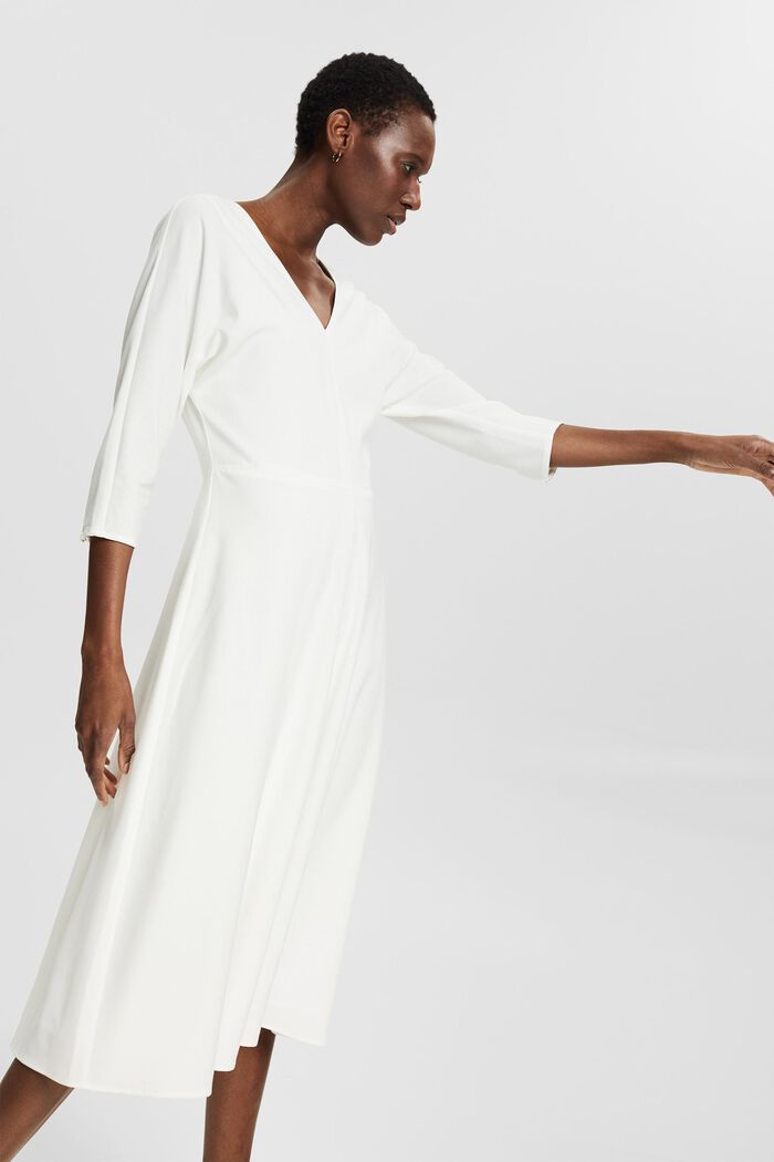 Šaty se špičatým výstřihem, OFF WHITE, detail image number 0