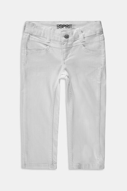 Z recyklovaného materiálu: capri džíny s nastavitelným pasem, WHITE, overview