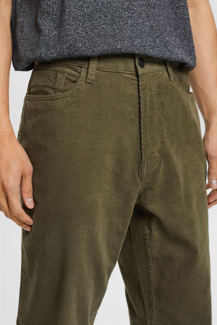 Manšestrové kalhoty s rovným straight střihem, KHAKI GREEN, detail image number 1