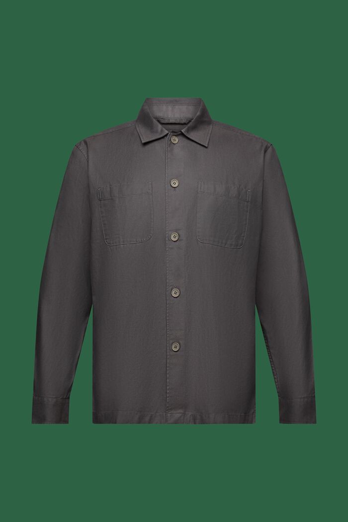 Keprová košile s propínacím límcem, DARK GREY, detail image number 6