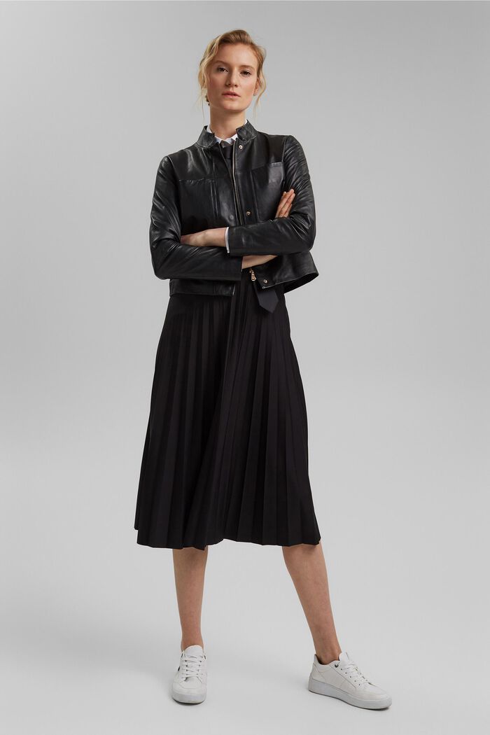 Z recyklovaného materiálu: plisovaná sukně s elastickým pasem, BLACK, detail image number 1