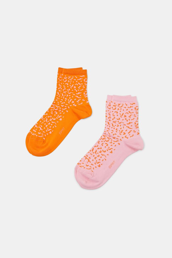 Bavlněné ponožky s potiskem, 2 páry v balení, ORANGE/LIGHT PINK, detail image number 0