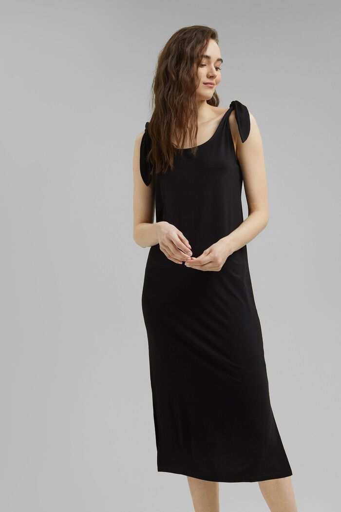Žerzejové šaty s uzly, LENZING™ ECOVERO™, BLACK, detail image number 0