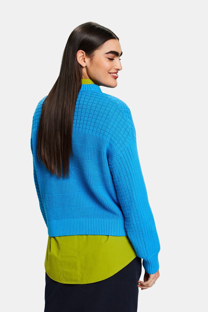 Strukturovaný pulovr s kulatým výstřihem, BLUE, detail image number 2