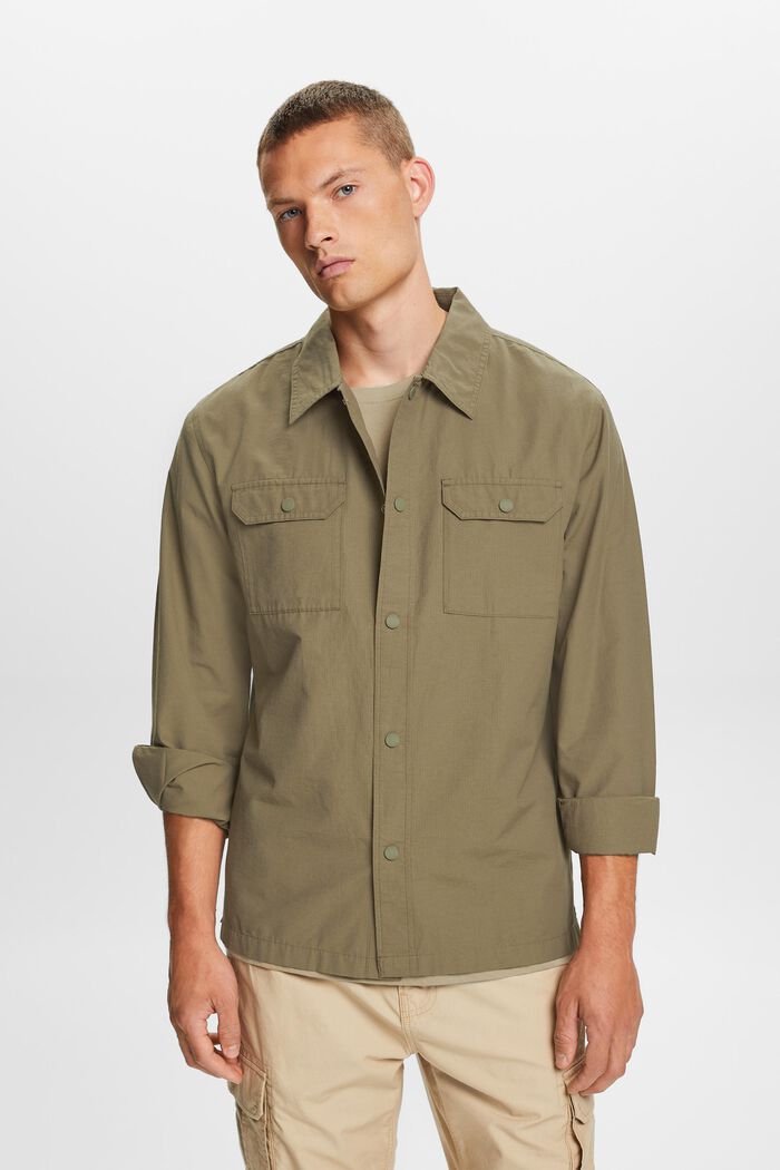Košile ve stylu utility, směs s bavlnou, KHAKI GREEN, detail image number 2